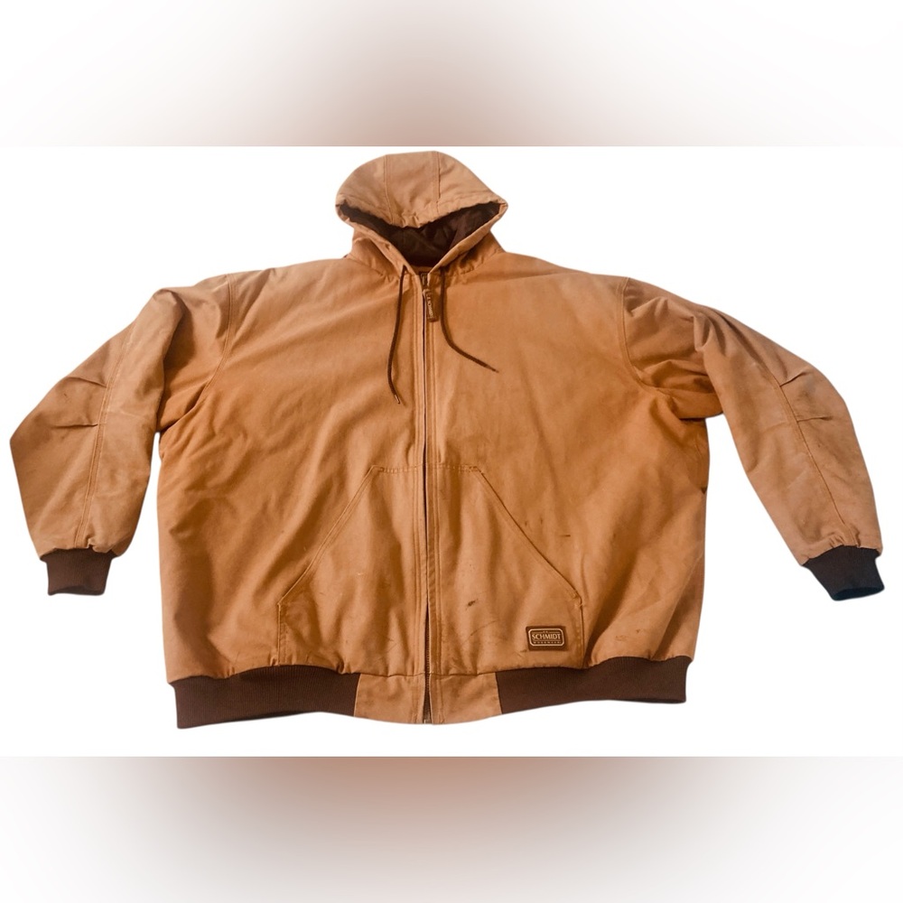 C.E. Schmidt Workwear Duck Canvas Coat Jacket Mens 4XL Tan Quilted Lining Hooded
